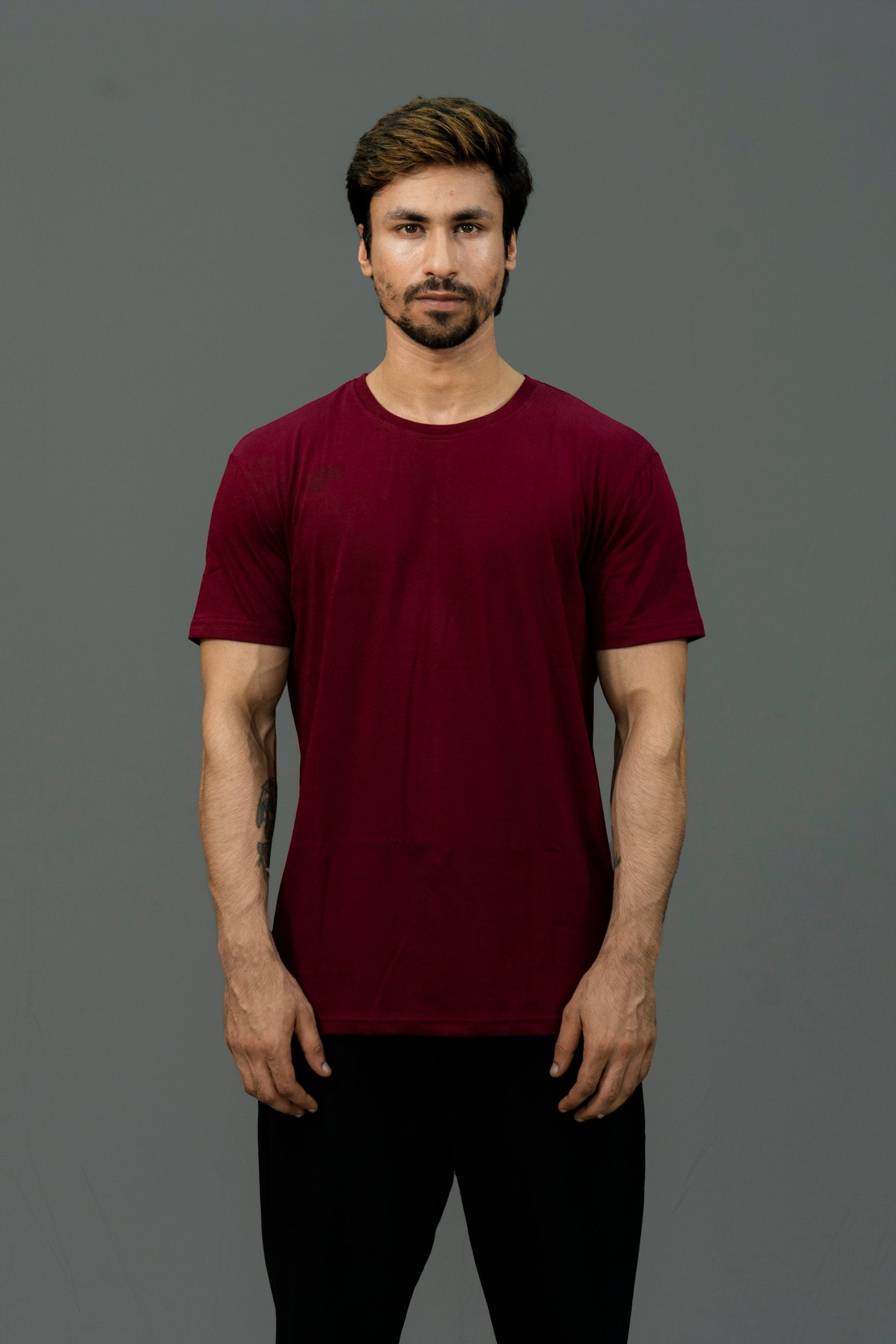 Maroon plain t-shirt